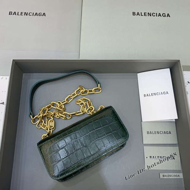 Balenciaga專櫃爆款小號鱷魚墨綠色肩背包 巴黎世家新款Gossip bag斜挎包 fyj1324